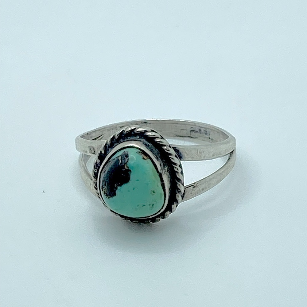 𝅺vtg Turquoise Navajo Sterling Silver Ring Tested No Stamp Real Stone Sz 6.75